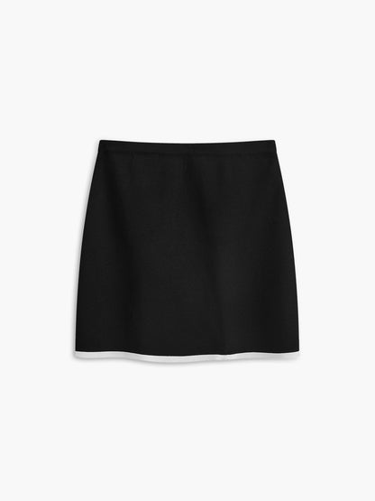 Button Front Contrast Binding Sleeveless Skirt Set