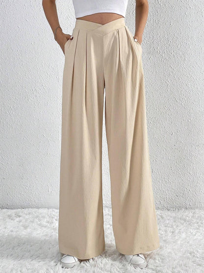 Oldmoney Style Pleated Wide Leg Pants