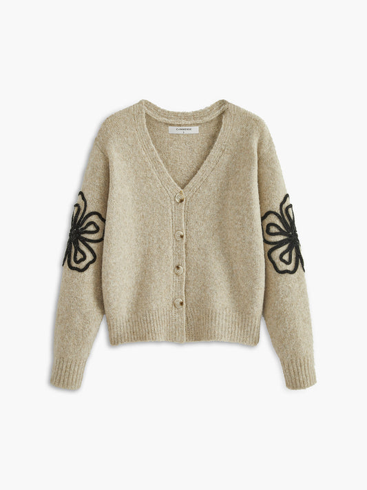 Floral Detail V-Neck Cardigan