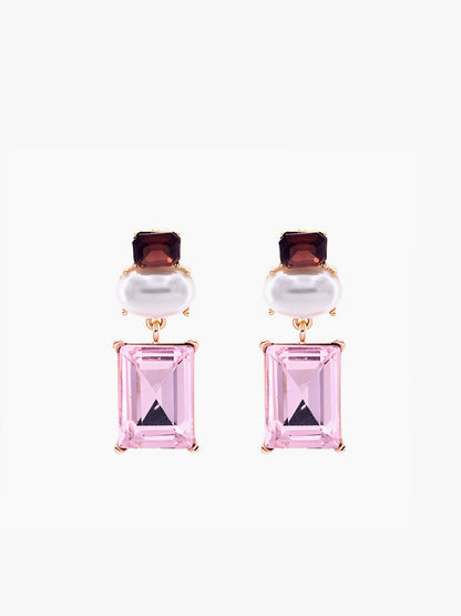 Geometric Rhinestone Drop Earrings