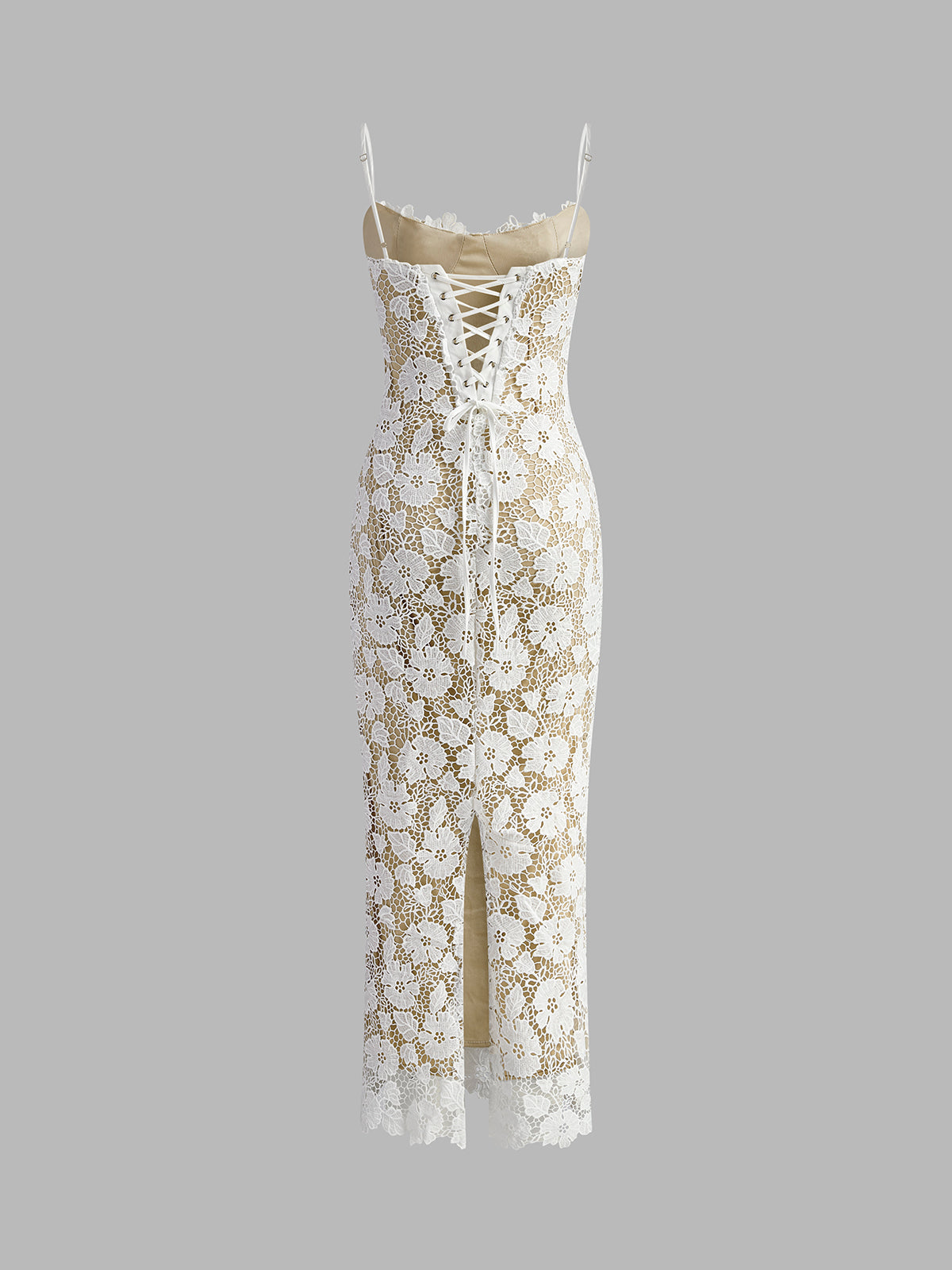 Semi-Sheer Double Layer Lace Cami Dress