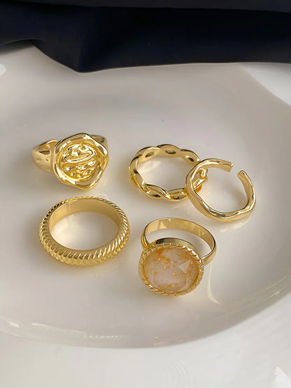 Rapley Golden Hoop Ring (5 Pcs)