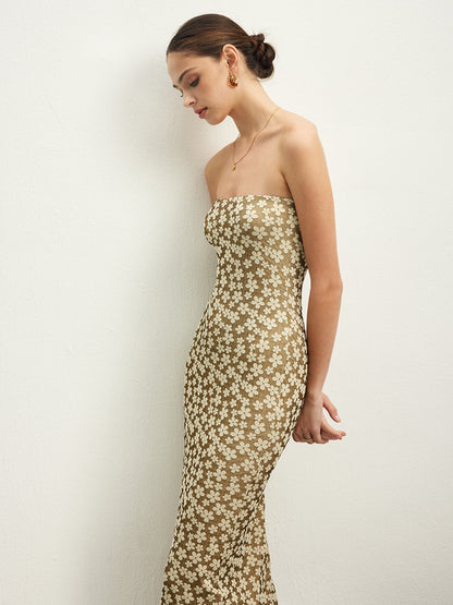 Mechanism Knitting Floral Tube Dress