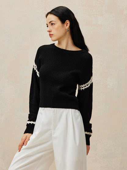 Patchwork Design Pullover Sweater
