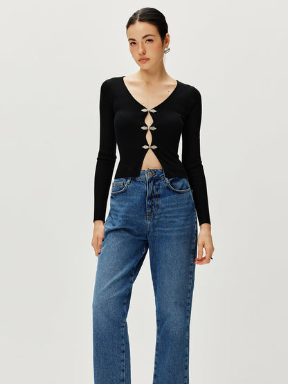 Long Sleeve Button Sweater