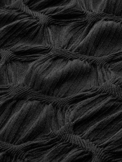 Mock Neck Plisse Detailed Dress