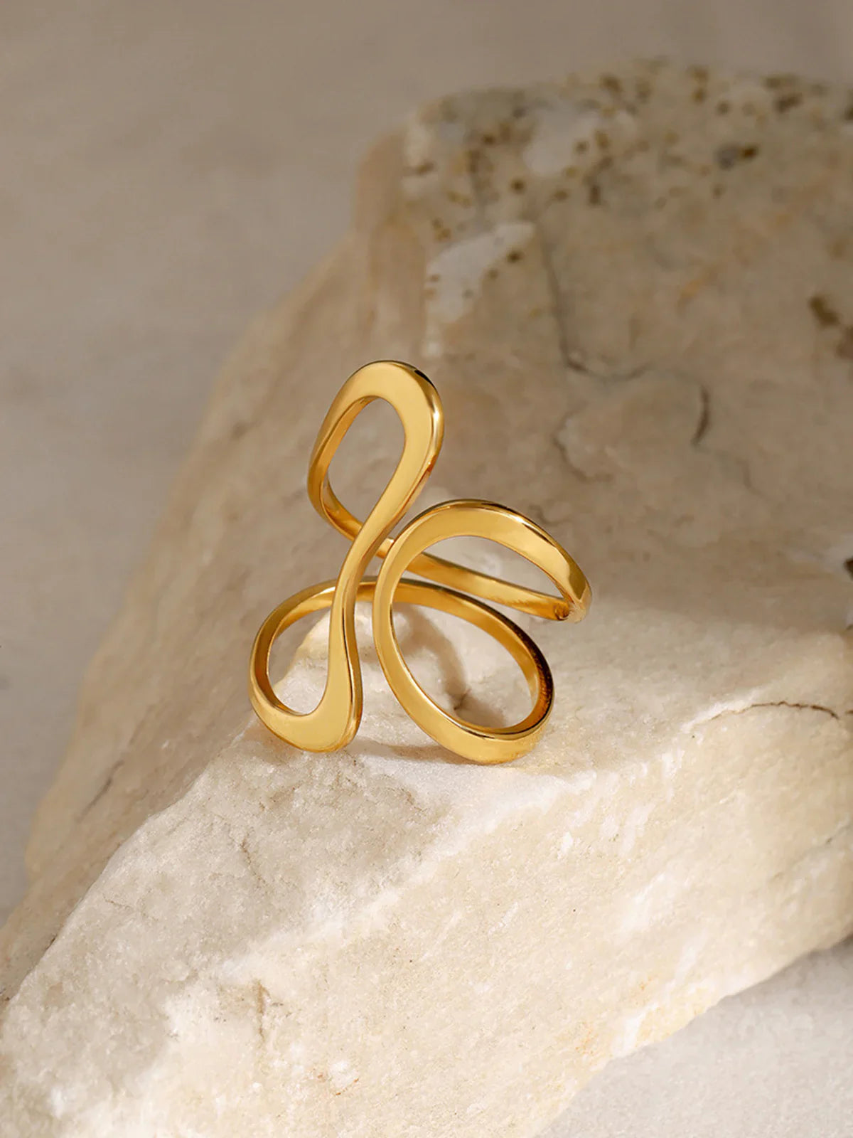 Roma Irregular Golden Whirl Open Ring