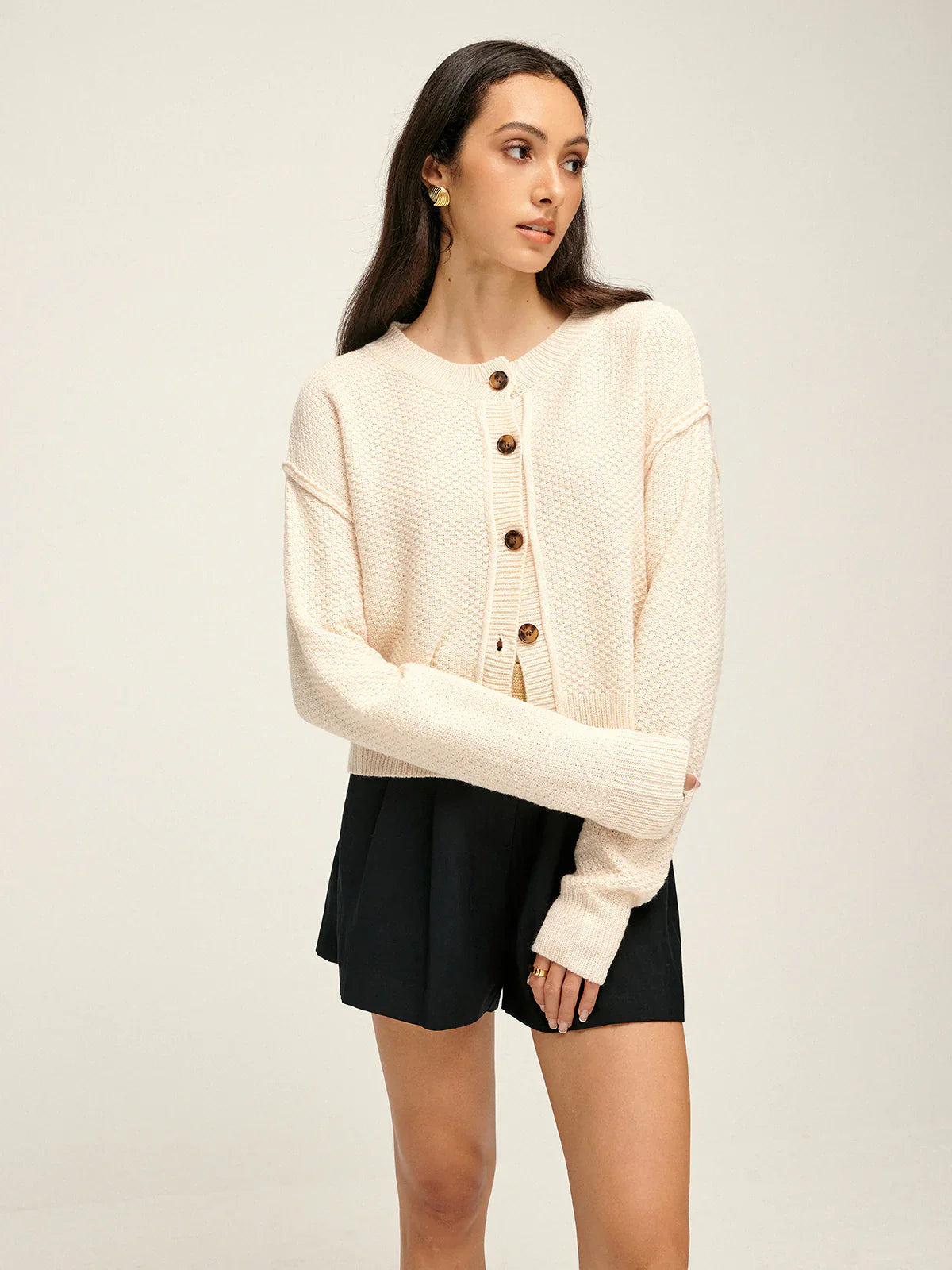 Effortless Elegance Plain Button Down Cardigan