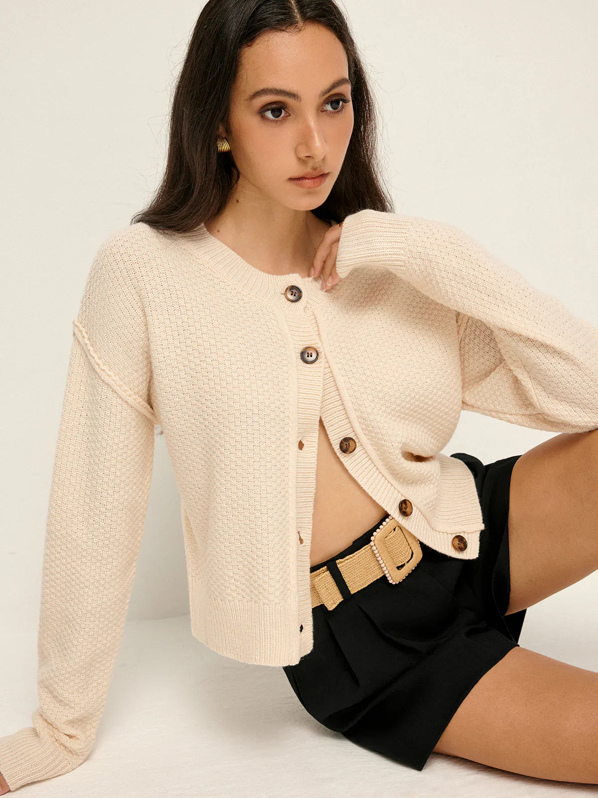 Effortless Elegance Plain Button Down Cardigan