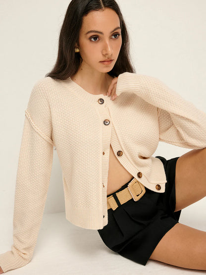 Effortless Elegance Plain Button Down Cardigan