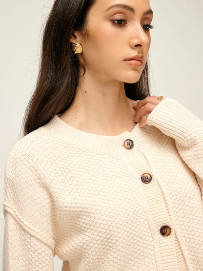 Effortless Elegance Plain Button Down Cardigan