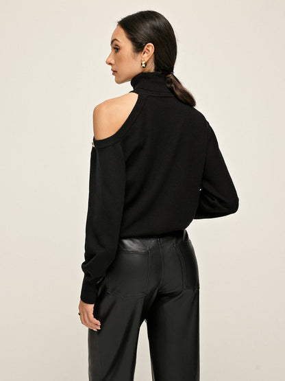 Turtleneck Asymmetrical One Shoulder Sweater