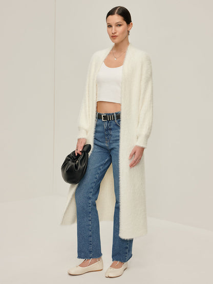 Minimalist Fuzzy Long Cardigan