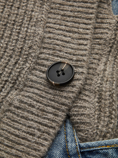 Asymmetrical Patchwork Pockets Cardigan