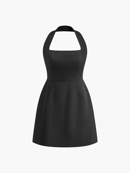 Sexy Halter Solid Dress