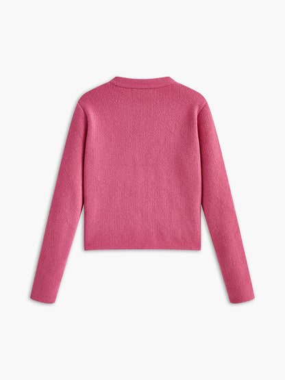 Crew Neck Golden Button Knit Outerwear