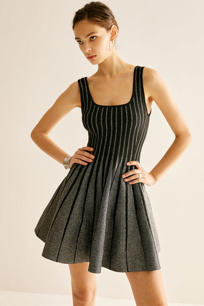 Arlene Square Neck Stripe Mini Dress