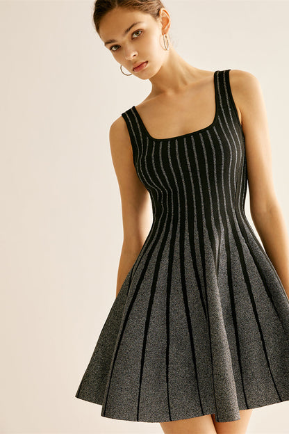 Arlene Square Neck Stripe Mini Dress