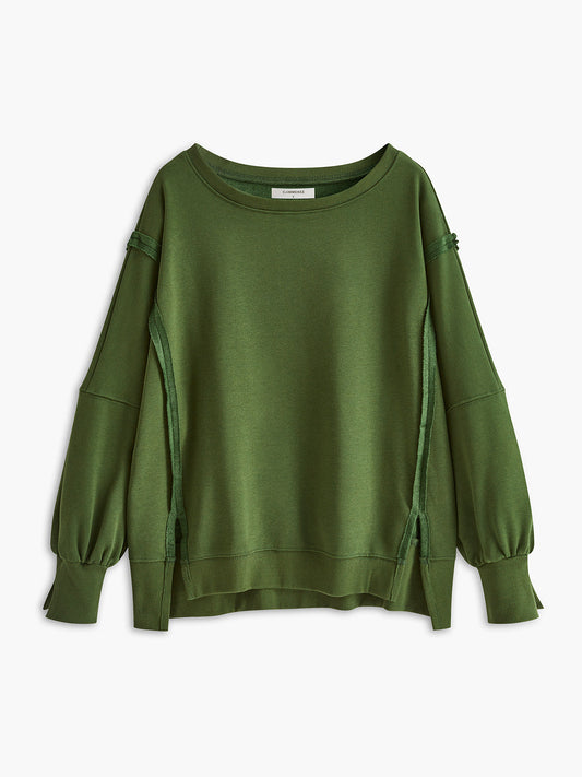 Plain Cotton Split Sweatshirt