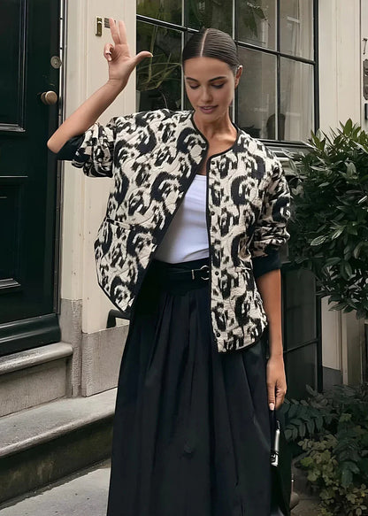Modern French-Style Printed Cotton Jacket