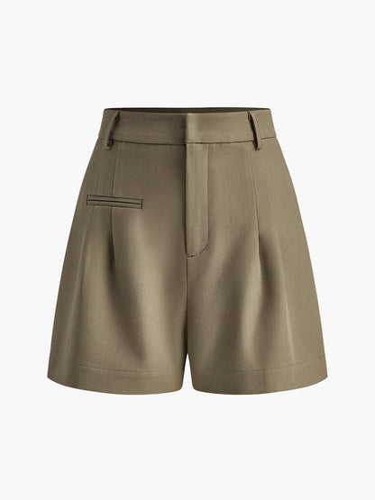 Semi-Sheer Mid-Waist Shorts Without Belt