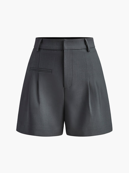 Semi-Sheer Mid-Waist Shorts Without Belt