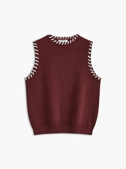 Contrast Trim Sleeveless Skirt Set