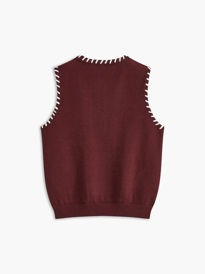 Contrast Trim Sleeveless Skirt Set