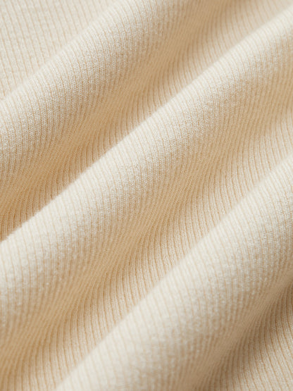 Turtleneck Ribbed Ruffle Sleeve T-Shirt