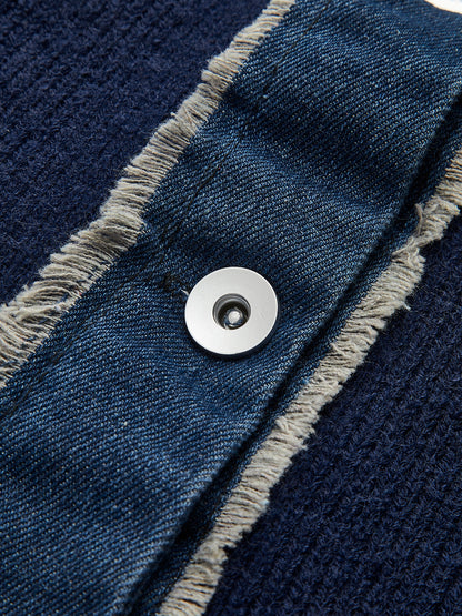 Panel Breasted Stretch Lapel Knit Top