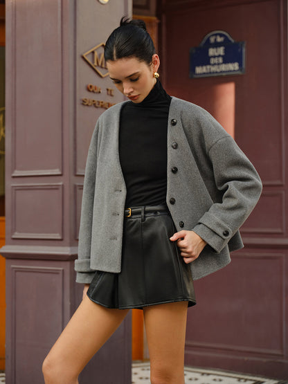 Breasted Wool Coat With Matching Tassel Scarf