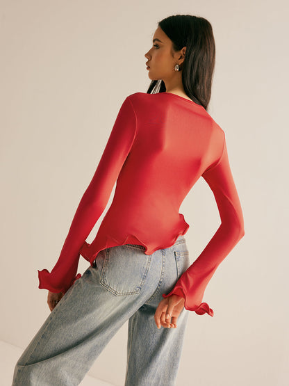 Asymmetrical Wave Trim T-Shirt