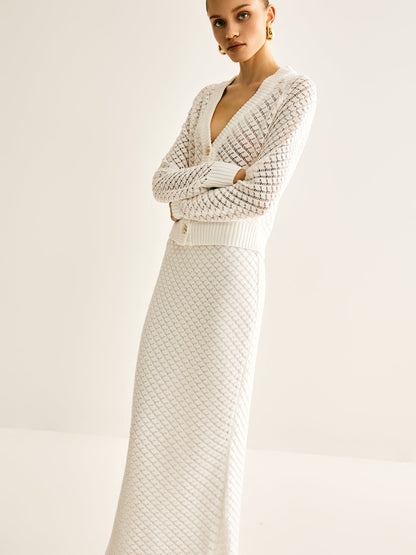 Hollow Lined Maxi Skirt Set