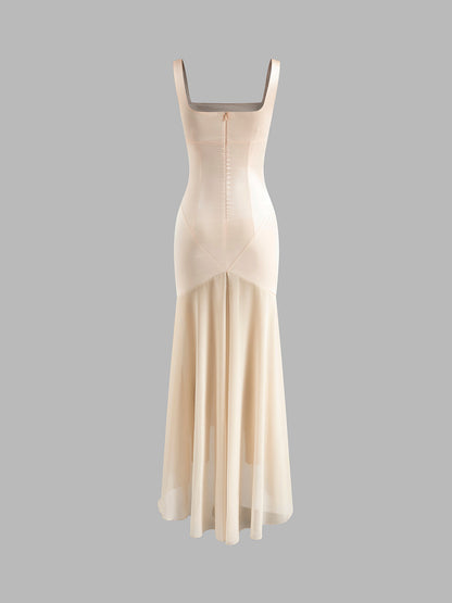 Sheer Chiffon Panel Tank Dress