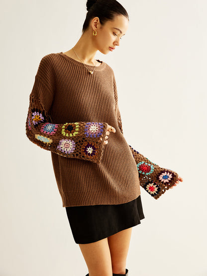 Geometric Crochet Loose Knit Top