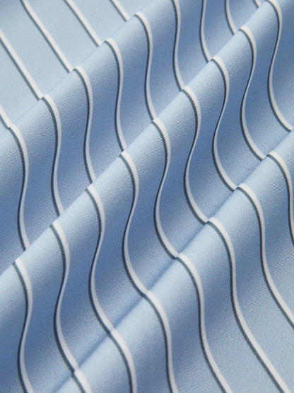 Contrast Cuff Pinstripe Polo Shirt