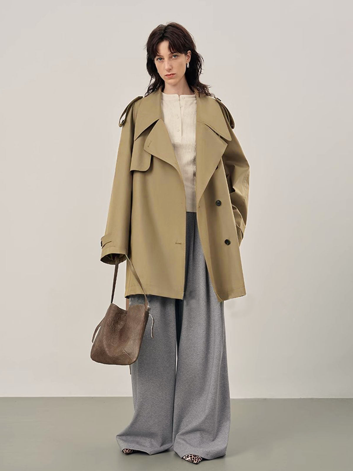 Lapel Oversized Belted Trench Coat