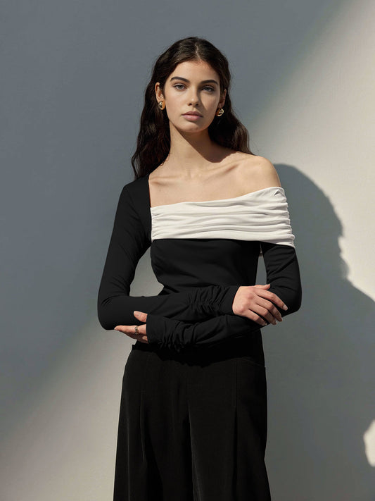 One-Shoulder Ruched Slim Top