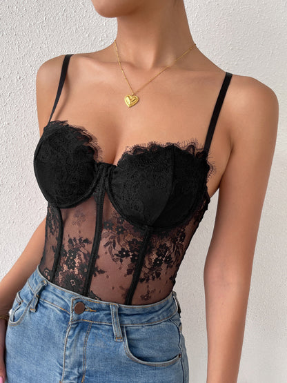 Semi-Sheer Sweetheart Lace Corset