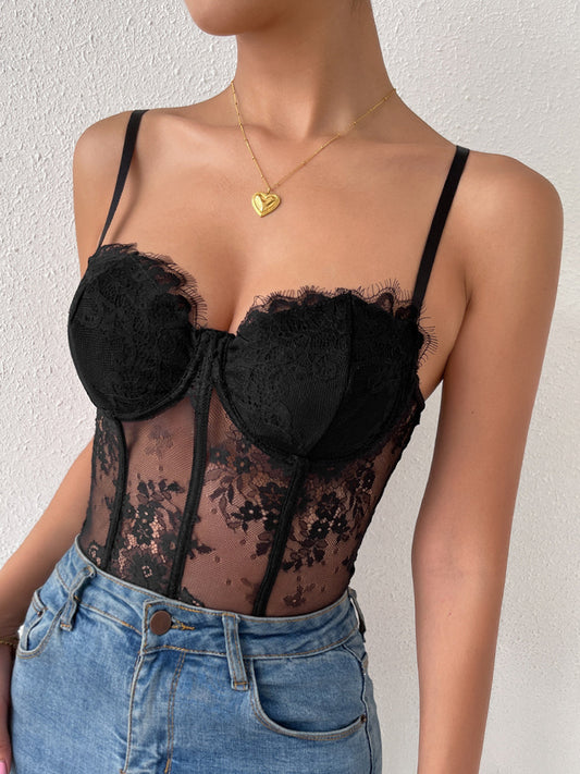 Semi-Sheer Sweetheart Lace Corset