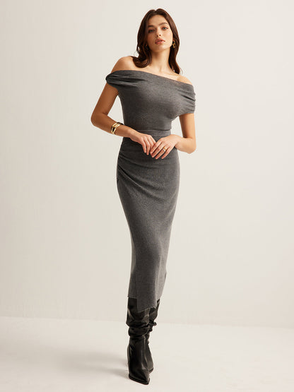 Wool-Blend Ruched Sweater Skirt Set