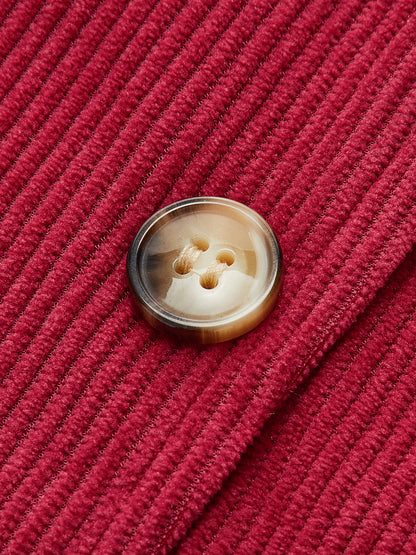 Button-Decor Corduroy Zipper Skort