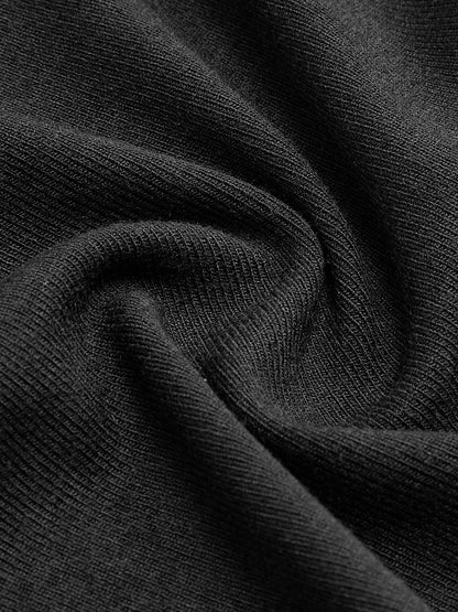 Slit Pleated Long Sleeve Bodycon Mock Neck Long Dress