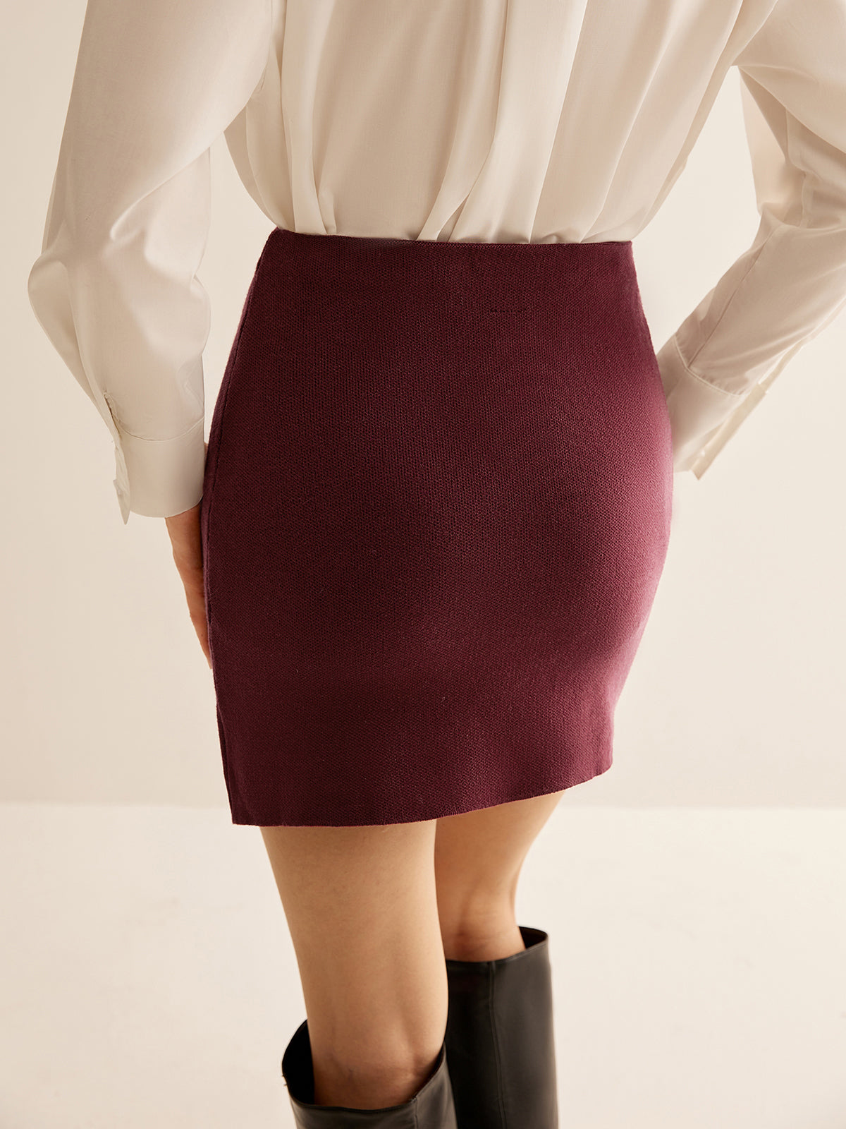 Minimalist Slim Sweater Mini Skirt