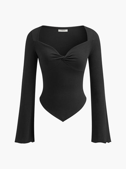 Asymmetrical Sweetheart Knotted Jersey Top