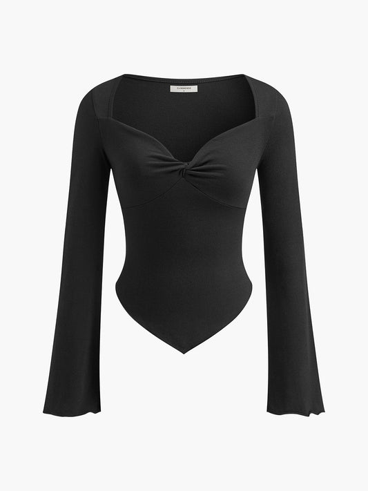 Asymmetrical Sweetheart Knotted Jersey Top