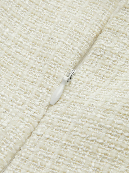 Tweed Pleated Strappy Dress