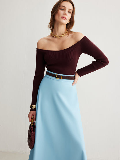 Cold-Shoulder Skinny Sweater