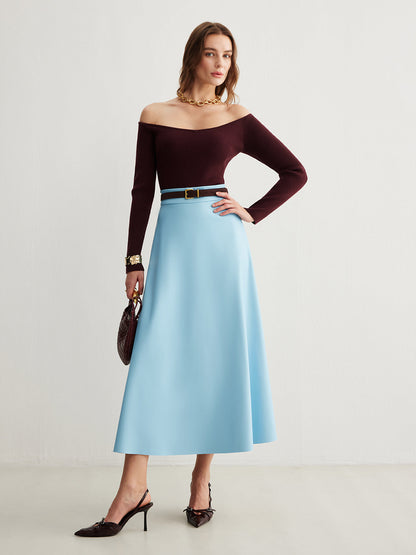 Cold-Shoulder Skinny Sweater