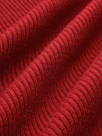 Ribbed Metal Design Polo Cardigan
